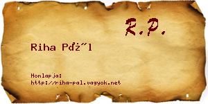 Riha Pál névjegykártya